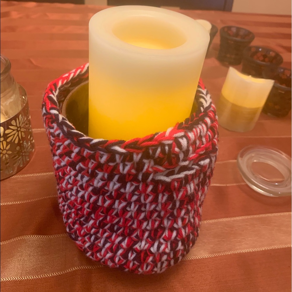 Handmade crocheted basket.
